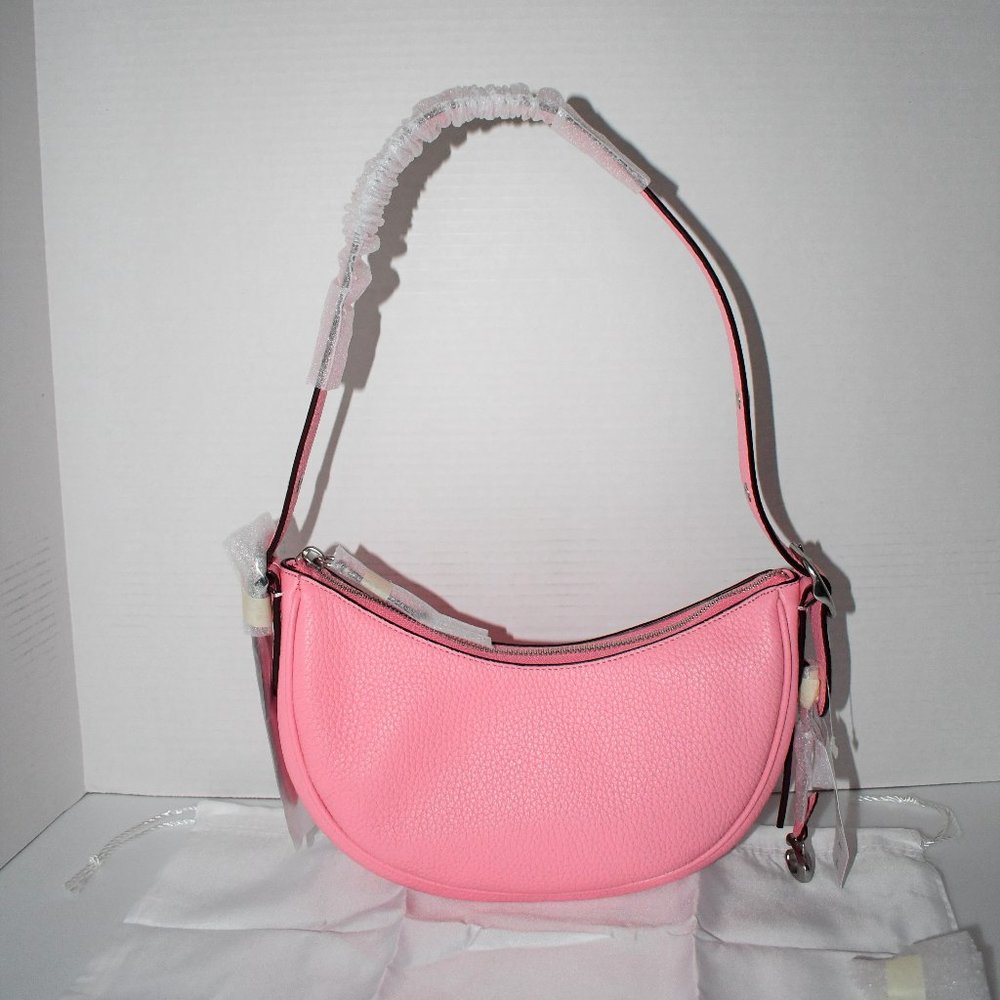 COACH Luna Zip Pebble Leather Shoulder Bag in LH Flower Pink #CC439 LHVDT NWT